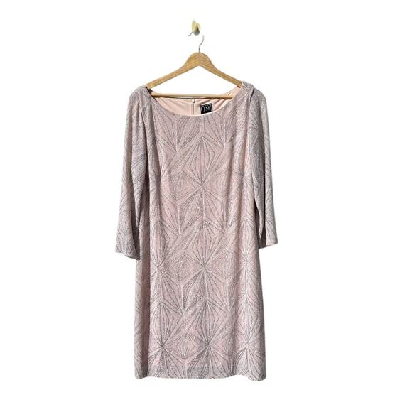 Vintage JH Evenings Pink Glitter Tunic Shift Dress 16 - Picture 2 of 6